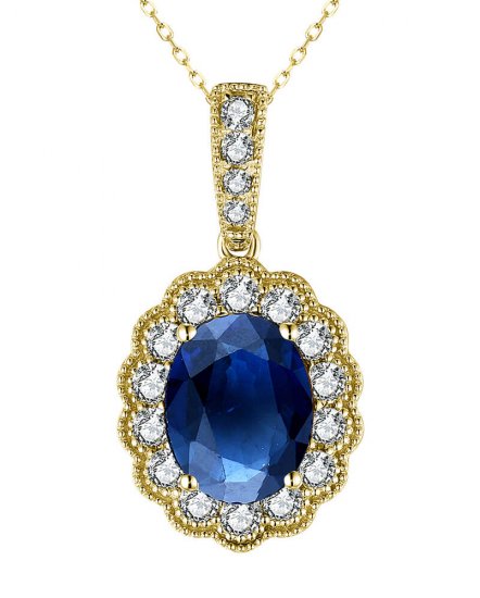 OVAL SAPPHIRE DIAMOND PENDANT (TP2989)